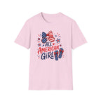 All American Girl Tee, Patriotic Bow Flip Flops Shirt, Red White Blue Graphic Top, Cute USA Fourth of July Outfit T-Shirt