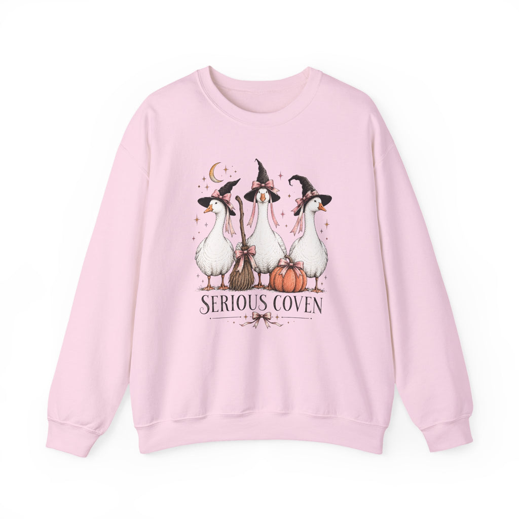 Serious Coven Goose Cute Witch Geese Halloween Crewneck Sweatshirt