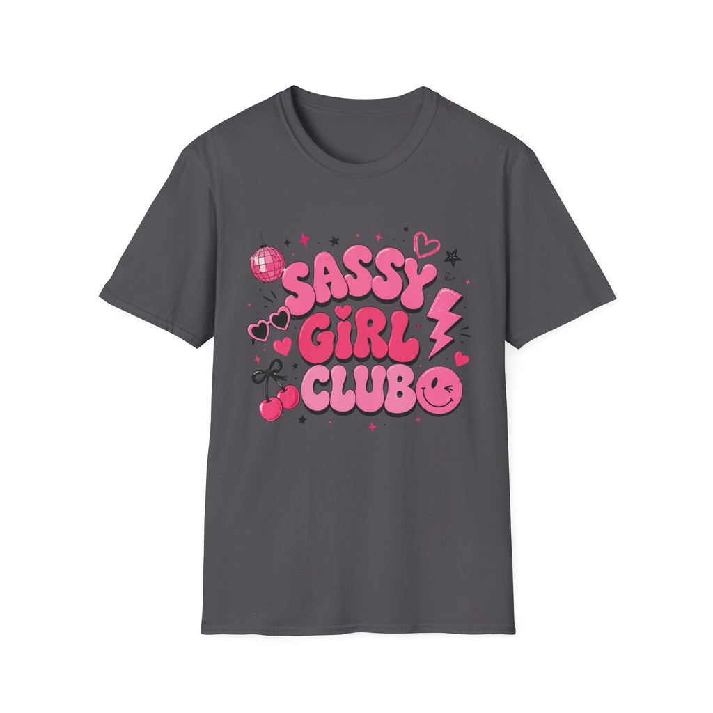 Sassy Girl Club T-Shirt — Retro Pink Bubble Letter Graphic Tee