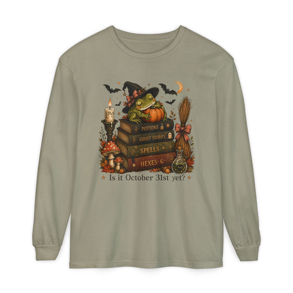 Witch Frog Potions & Ghost Stories Cute Spooky Halloween Long Sleeve T-Shirt