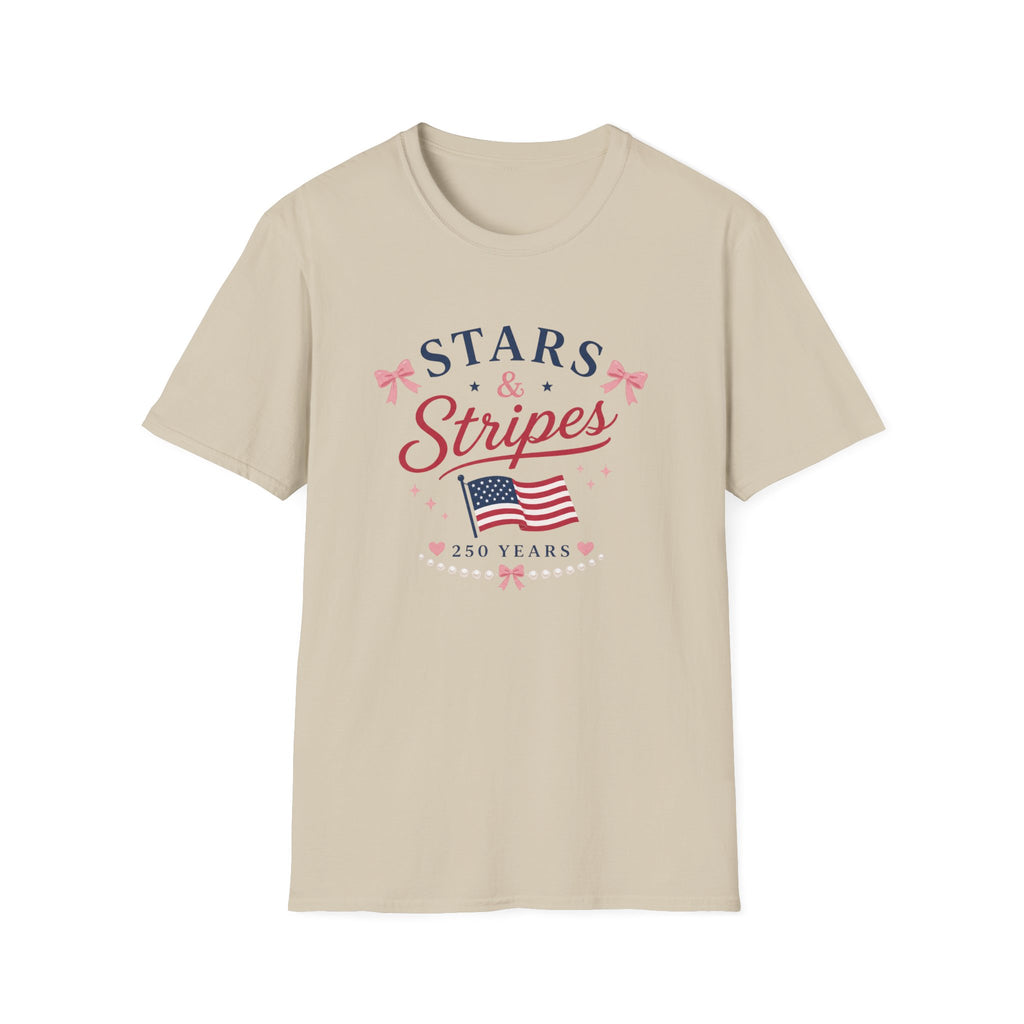 Stars and Stripes 250 Years Tee, USA Anniversary Shirt, Red White Blue Flag Graphic Top, Patriotic American Pride Outfit T-Shirt