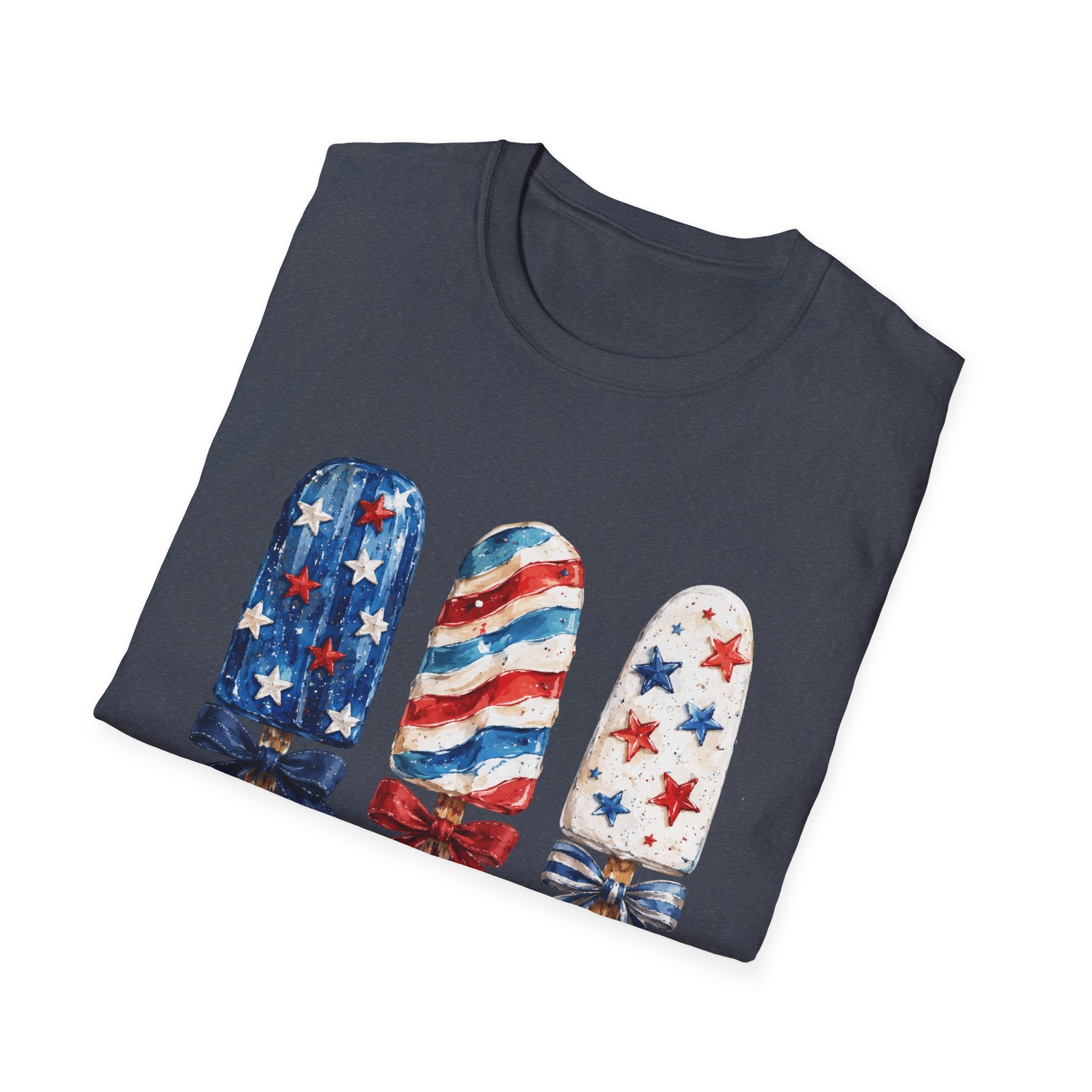 Patriotic Popsicle T-Shirt | Fourth Of July Watercolor Ice Pop Graphic Tee, Coquette Bow Summer Holiday Top