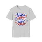 Patriotic Aunt Vibes Graphic Tee - 4th of July Stars and Stripes Family Fireworks T-Shirt