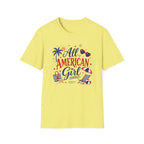 All American Girl Graphic Tee - Patriotic 4th of July Summer Beach T-Shirt
