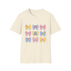 Cute Back-to-School Bow T-Shirt — Pastel School Supplies Graphic Tee