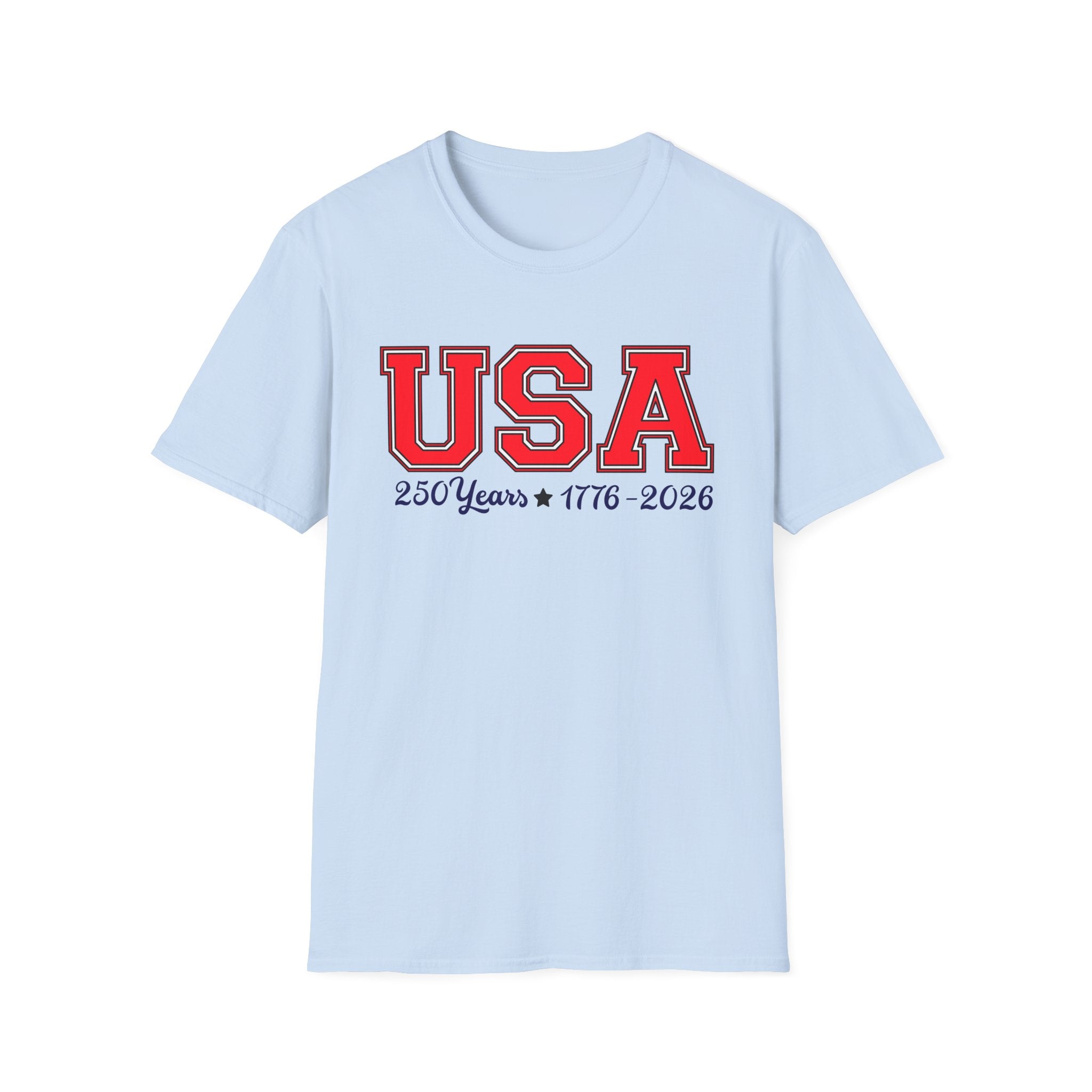 USA 250 Years Shirt 1776 2026, America 250th Anniversary T-Shirt, Varsity Style Patriotic Tee, Fourth of July Gift, Classic USA Bold Letter Shirt