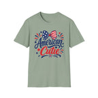 American Cutie Patriotic Bow Tee, Red White Blue Fireworks Shirt, Cute USA Fourth of July Outfit, Festive American Graphic Top T-Shirt