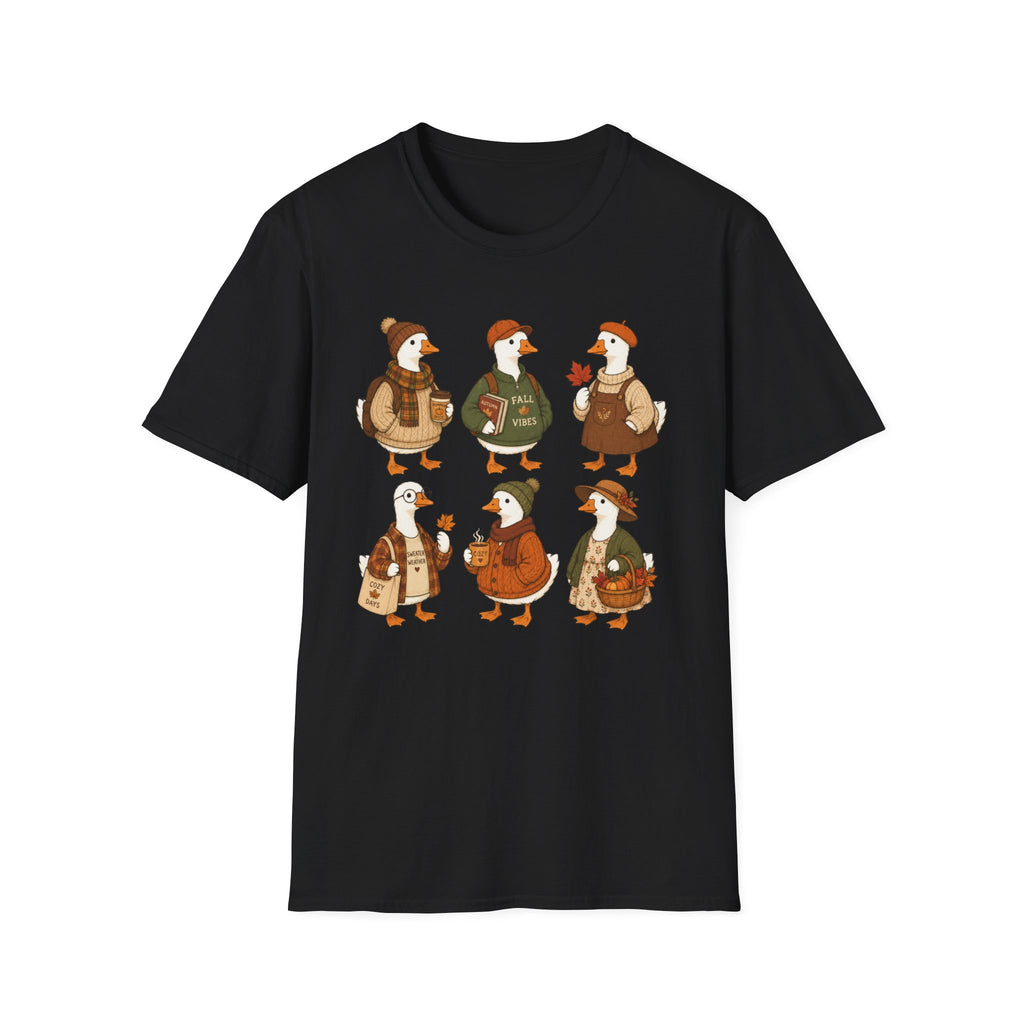 Fall Vibes Goose T-Shirt — Cute Autumn Ducklings Graphic Tee