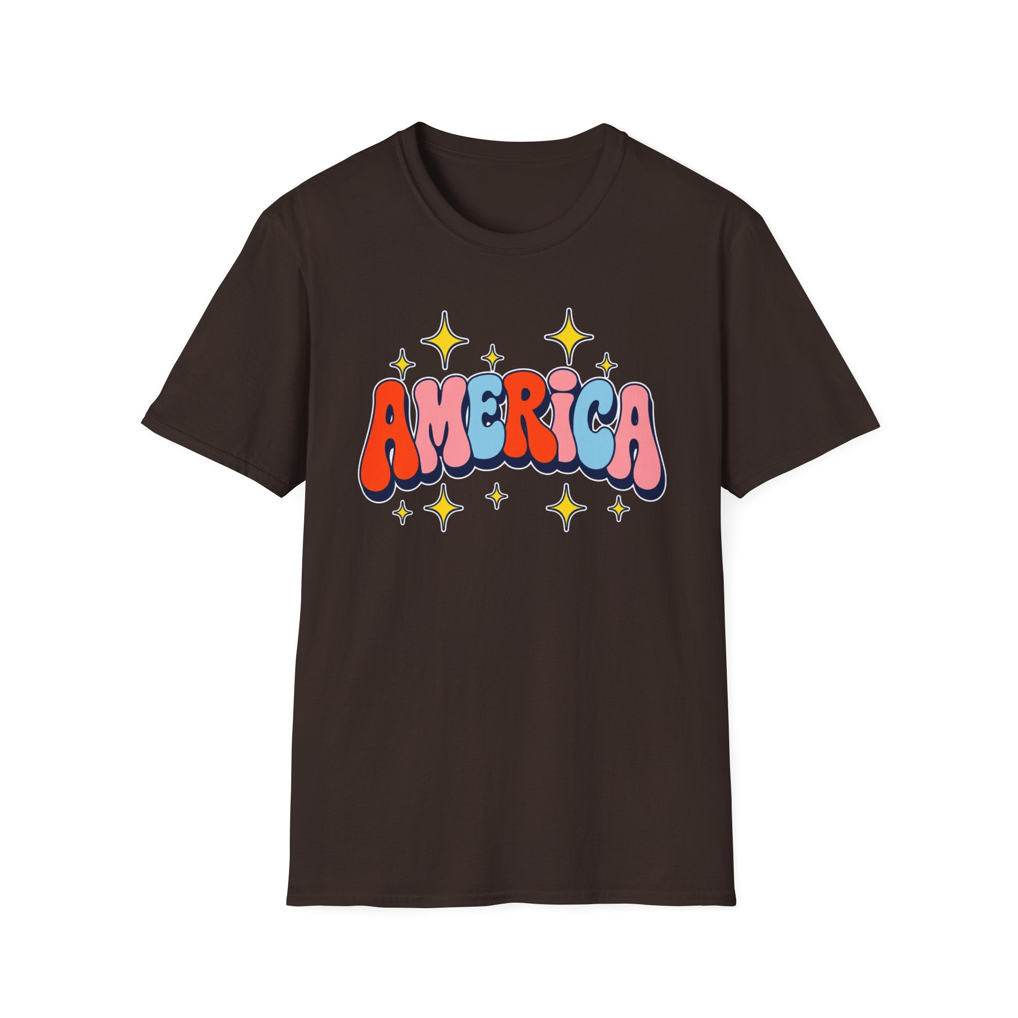 America Retro Patriotic T-Shirt, Groovy Fourth of July Graphic Tee, Vintage Americana Shirt, Cute Summer Independence Day Apparel, Trendy USA Outfit T-Shirt