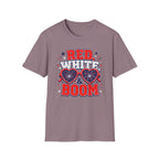 Red White Boom Sunglasses Shirt, Funny Patriotic Heart Glasses Firework Tee, 4th of July Pun Party T-Shirt, Retro Boom America Celebration Gift