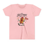 Hot Doggin Since 1776 Tee, Patriotic USA Hot Dog Shirt, Funny Summer Cartoon Graphic Top, Fourth of July Celebration Outfit Youth Short Sleeve Tee