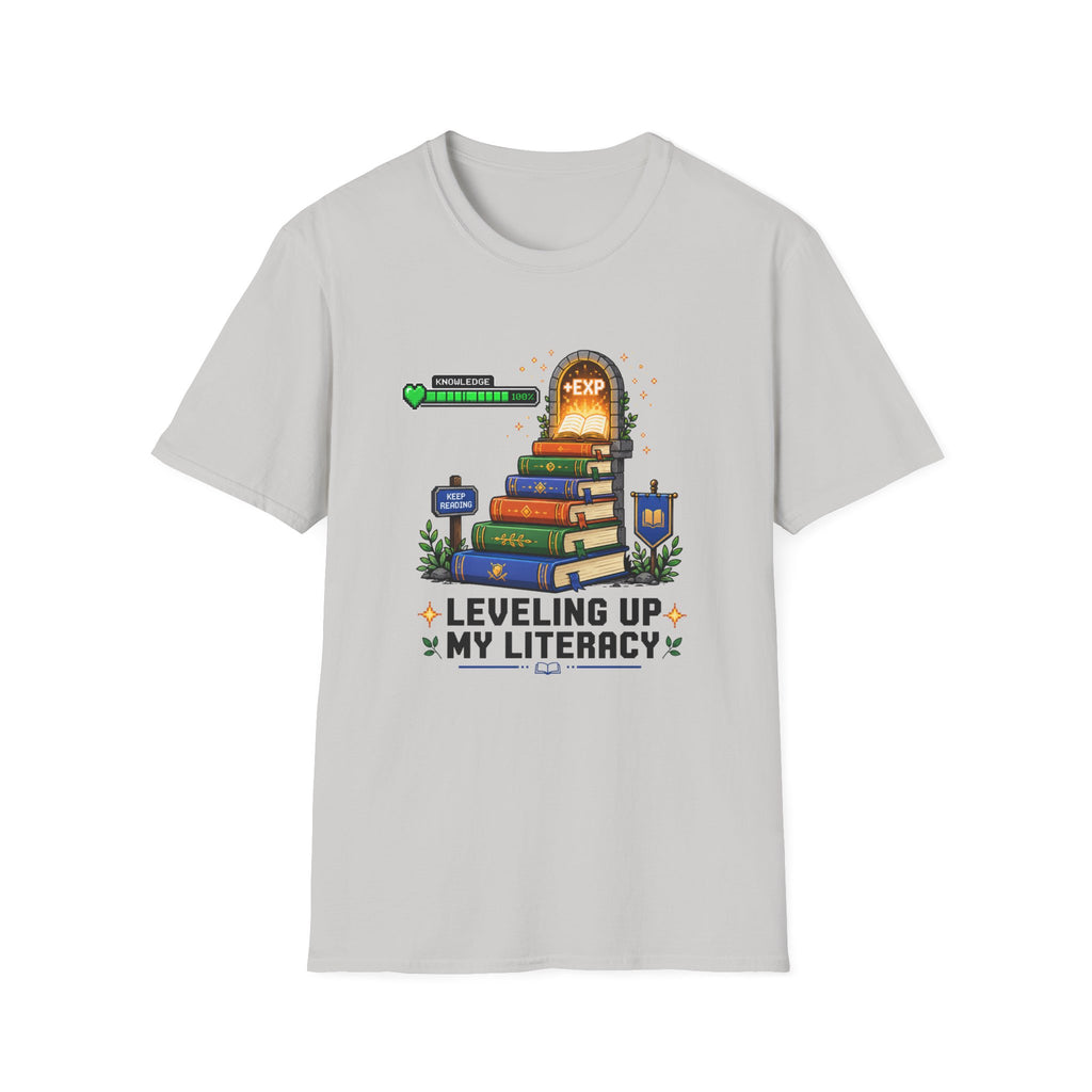 Literacy Level-Up T-Shirt — "Leveling Up My Literacy" Book Gamer Tee
