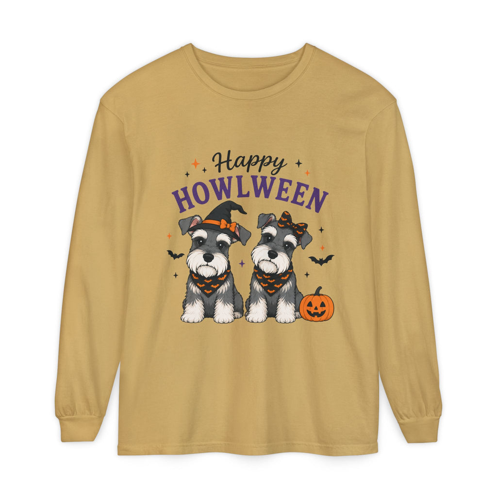 Happy Howlween Schnauzer Dogs in Costume Long Sleeve T-Shirt