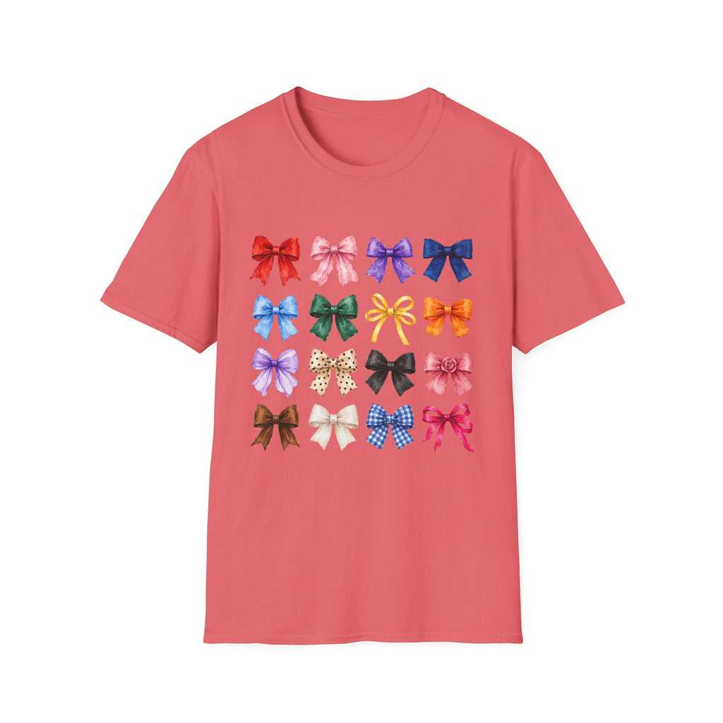 Bow Pattern T-Shirt — Colorful Ribbon Graphic Tee