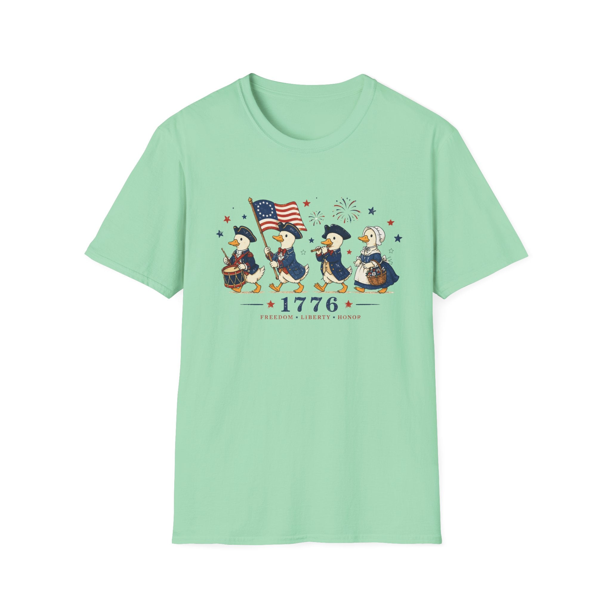 Revolutionary Duck Parade Shirt, Patriotic Duck 1776 T-Shirt, Funny 4th of July Duck Tee, Colonial Duck Marching Band, Freedom Liberty Honor USA Gift