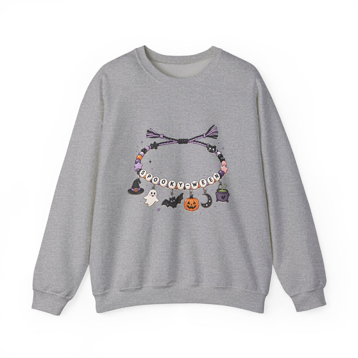 Halloween Spooky Vibes Friendship Bracelet Crewneck Sweatshirt