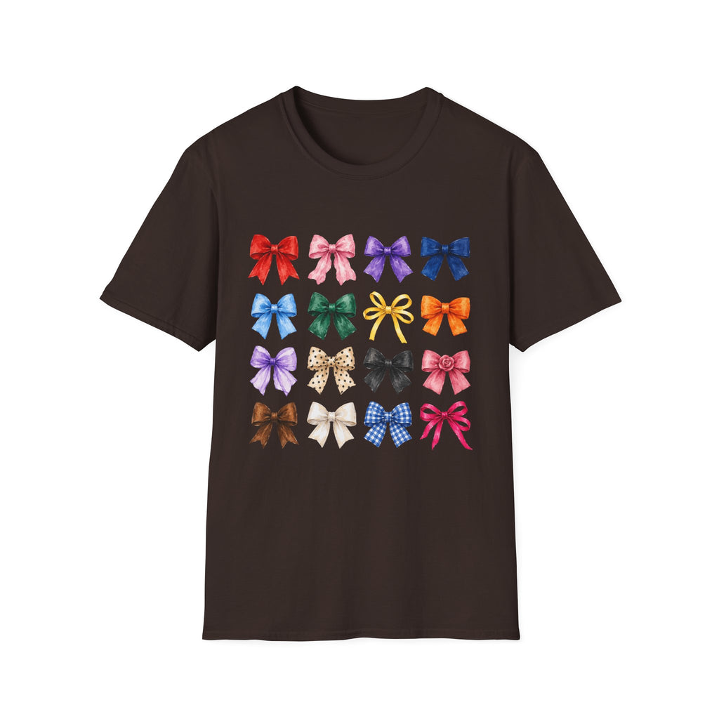 Bow Pattern T-Shirt — Colorful Ribbon Graphic Tee