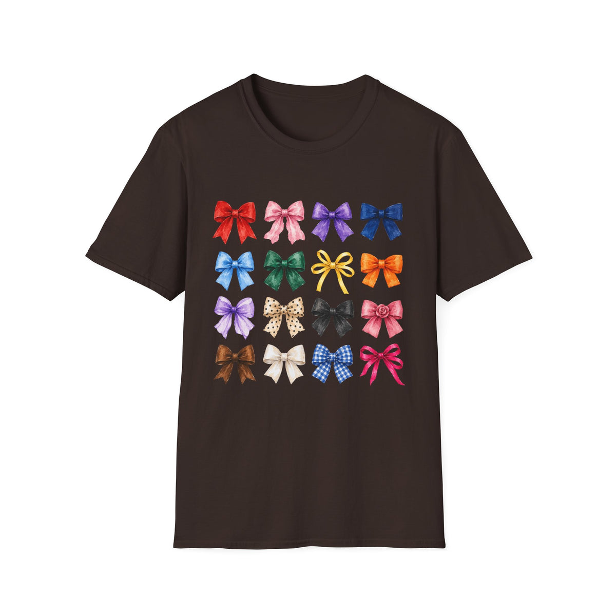 Bow Pattern T-Shirt — Colorful Ribbon Graphic Tee