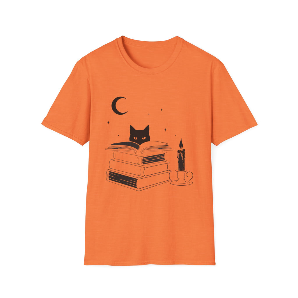 Cat & Books T‑Shirt — Mystical Reading Graphic Tee