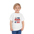 Born on the 4th of July Tee, Patriotic Birthday USA Shirt, Red White Blue Cupcake Graphic Top, Independence Day Celebration Outfit Toddler Short Sleeve Tee