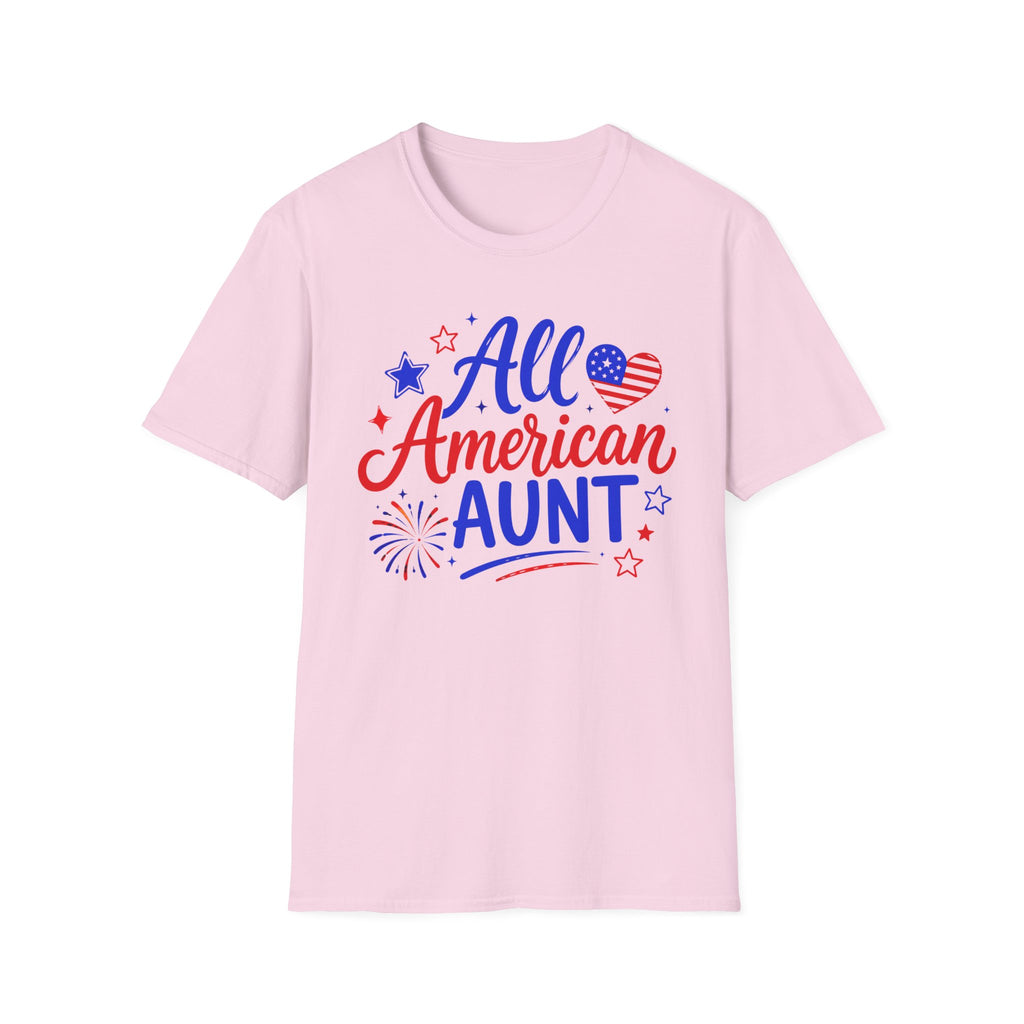 Patriotic All American Aunt Graphic Tee - 4th of July Family T-Shirt