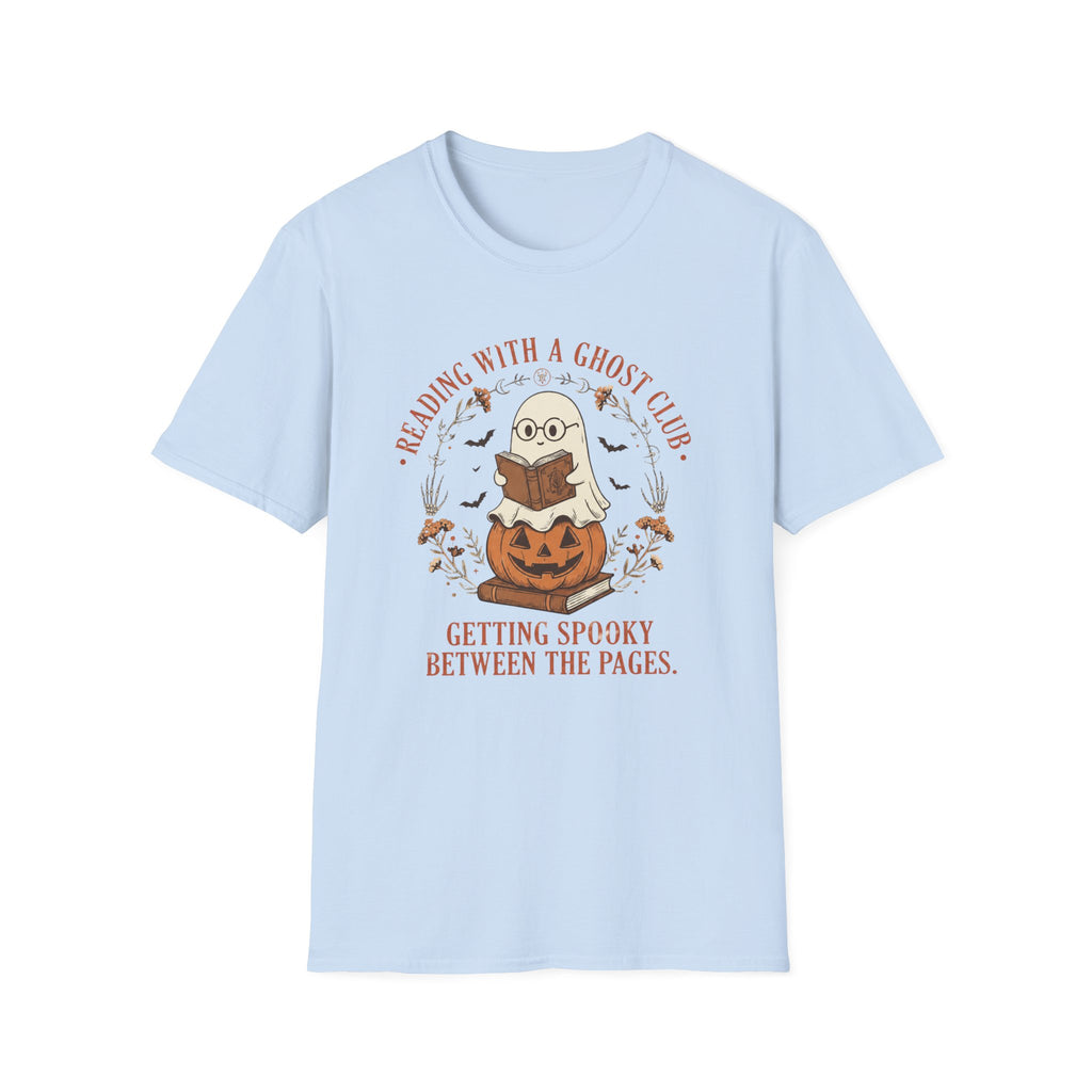 Reading With a Ghost Club T-Shirt — Cute Spooky Book Lover Tee