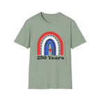 Patriotic Rainbow 250 Years T-Shirt, Boho 4th of July Rainbow Tee, America 250th Anniversary Shirt, Cute USA Rainbow Heart Gift, Independence Day