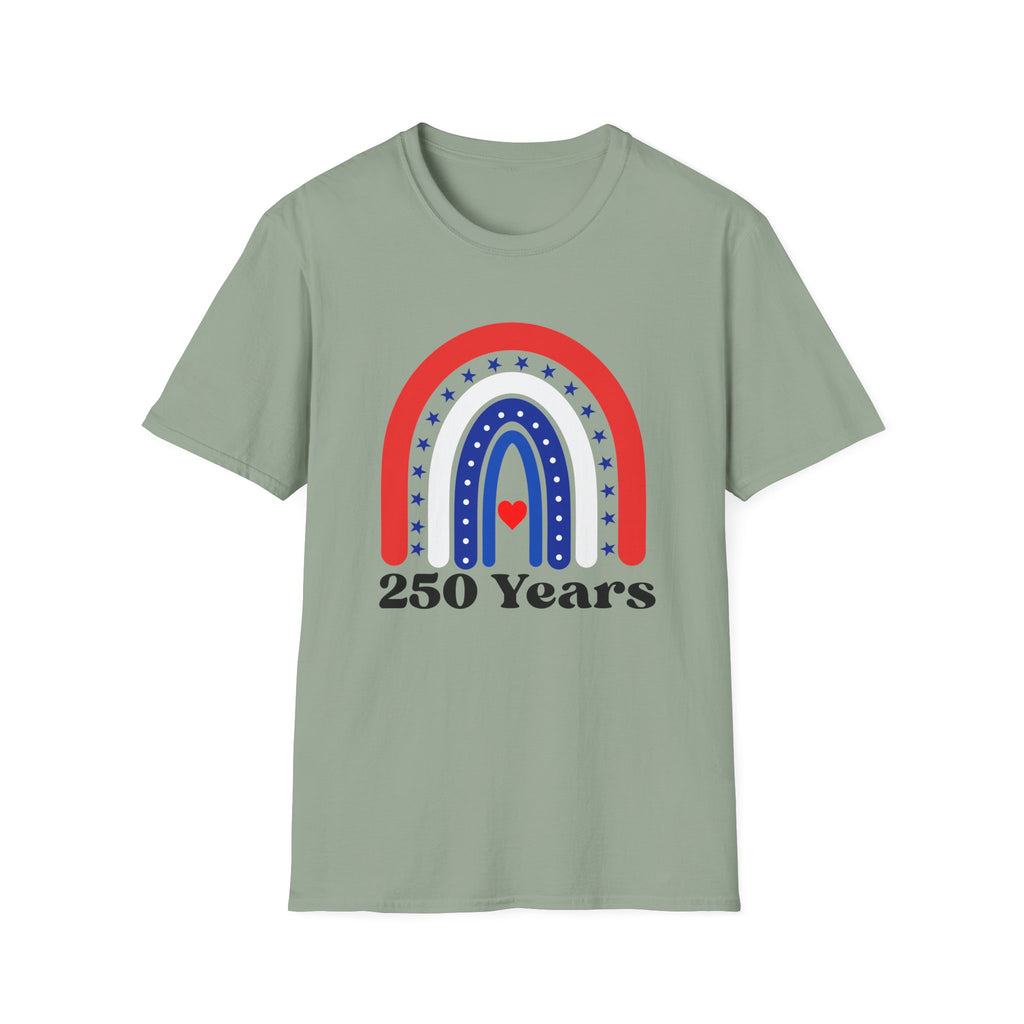 USA 250 Years Rainbow T-Shirt Patriotic Semiquincentennial Tee