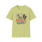 Patriotic All American Girl Graphic Tee - 4th of July Flip Flops Summer T-Shirt