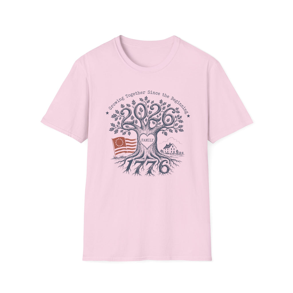 America 250th Anniversary Family Tree T-Shirt | Patriotic 1776 2026 Semiquincentennial Graphic Tee, USA Betsy Ross Flag Top