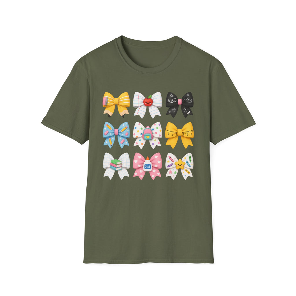 School Bow Graphic T-Shirt — Cute Back-to-School Hair Bows Design