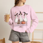 Serious Coven Goose Cute Witch Geese Halloween Crewneck Sweatshirt