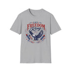 Let Freedom Ring T-Shirt | Patriotic American Bald Eagle Graphic Tee, Fourth Of July Retro Fireworks Top
