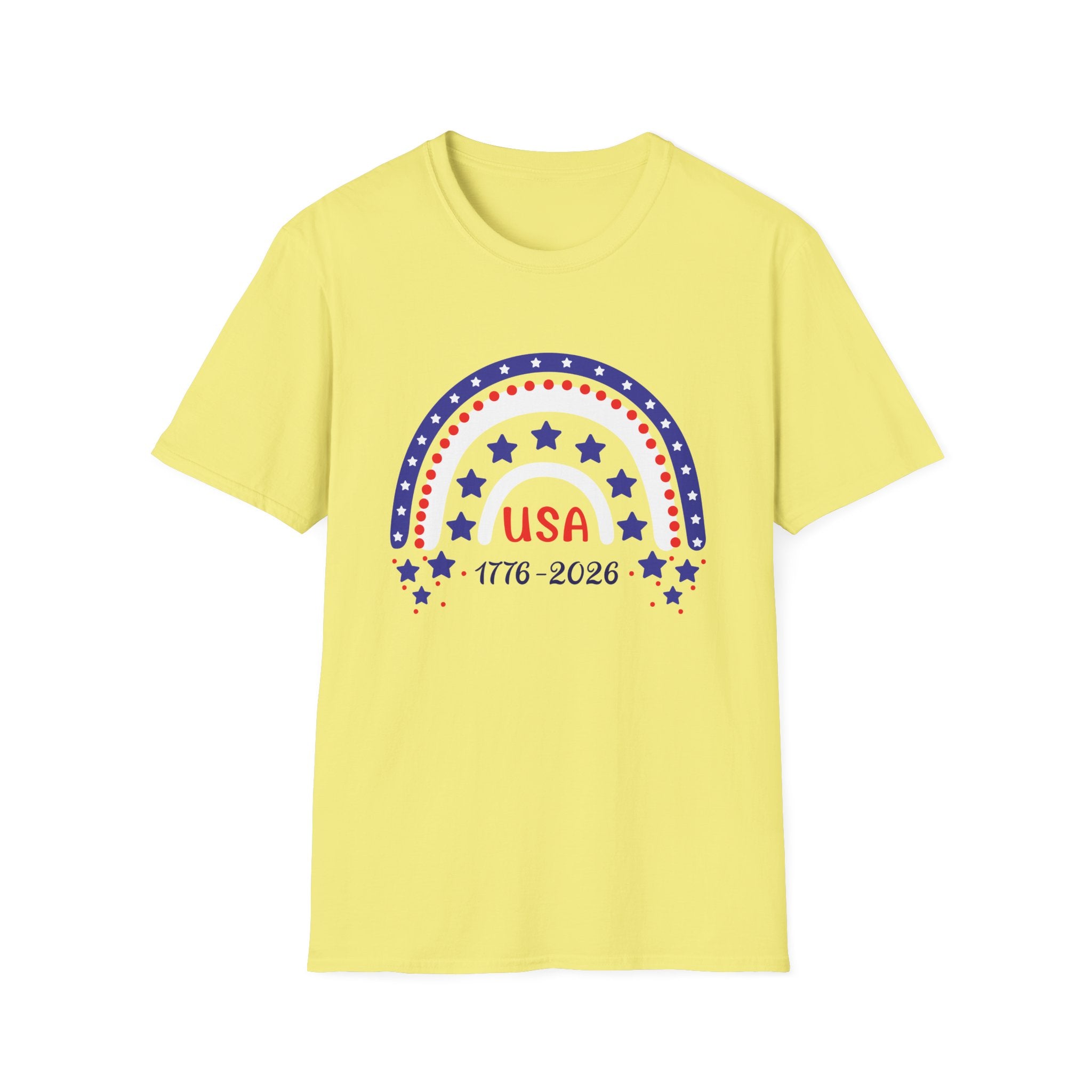 USA 1776–2026 Patriotic Rainbow Tee, American Anniversary Shirt, Red White Blue Graphic Top, USA Pride Outfit