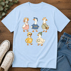 Cute Vintage Farm Ducks Graphic T-Shirt — Whimsical "Honk" Goose Family Tee