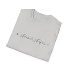 Stars and Stripes Script T-Shirt, 4th of July, Minimalist Patriotic Tee, Subtle Patriotic Gift, Dainty Script America Independence Day