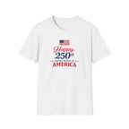 Happy 250th USA Tee, United States Anniversary Shirt, Red White Blue Patriotic Graphic Top, American Pride Celebration Outfit T-Shirt