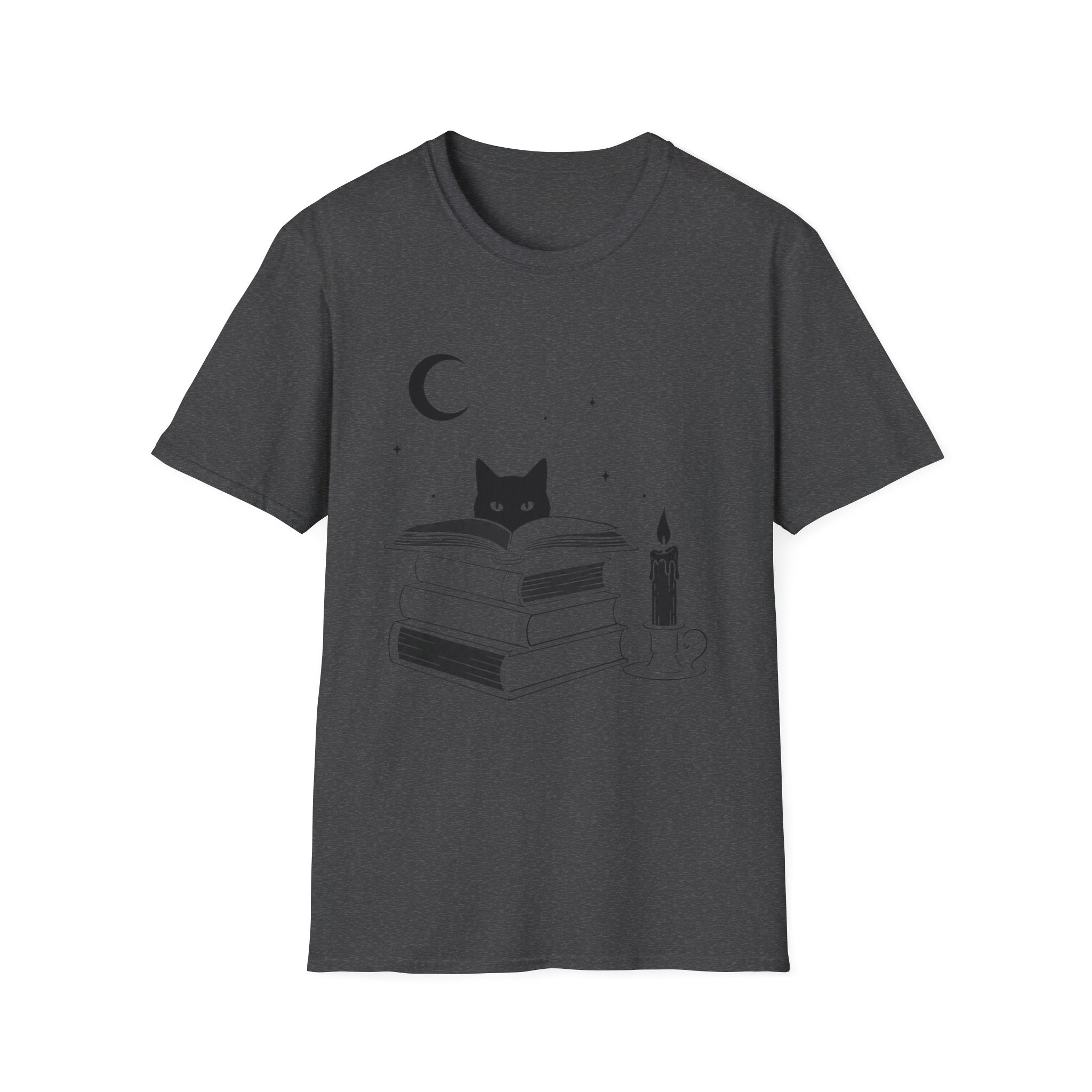 Cat & Books T‑Shirt — Mystical Reading Graphic Tee