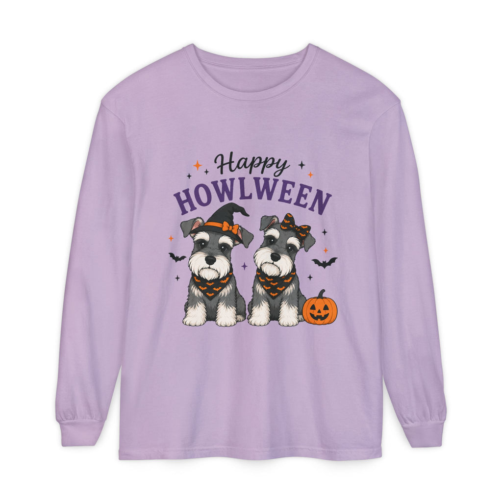 Happy Howlween Schnauzer Dogs in Costume Long Sleeve T-Shirt