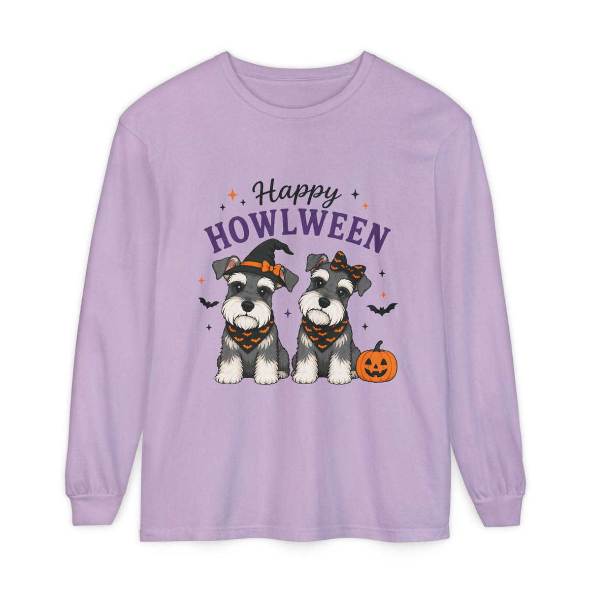 Happy Howlween Schnauzer Dogs in Costume Long Sleeve T-Shirt