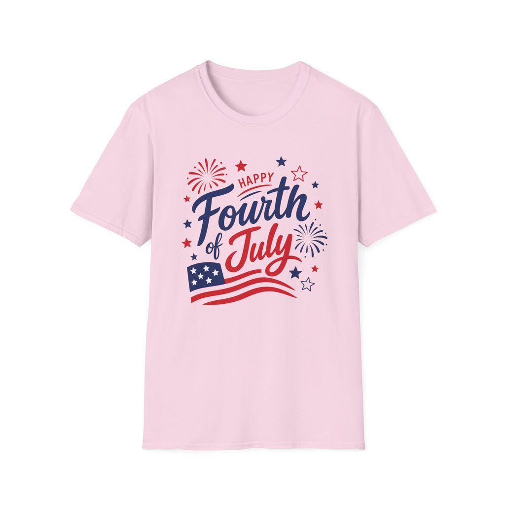 Patriotic Happy Fourth of July Graphic Tee USA Star Spangled- Celebration Flag T-Shirt