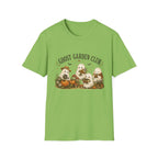 Ghost Garden Club T-Shirt — Cute Autumn Halloween Ghosts with Pumpkins & Flowers