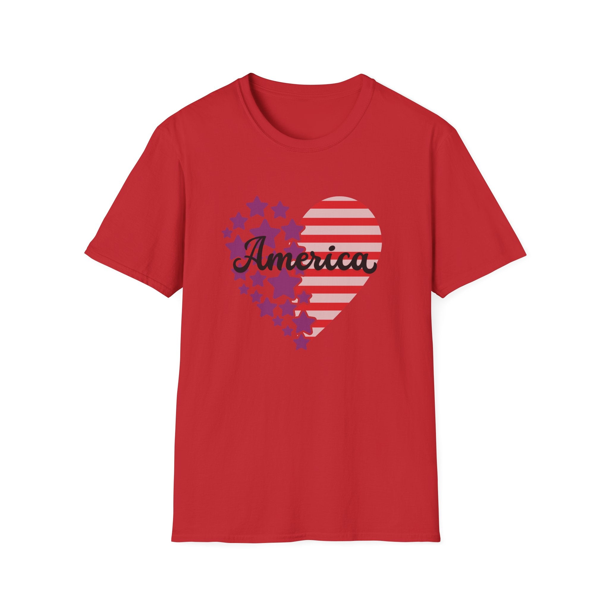 Patriotic America Heart T-Shirt 4th of July USA Graphic Tee