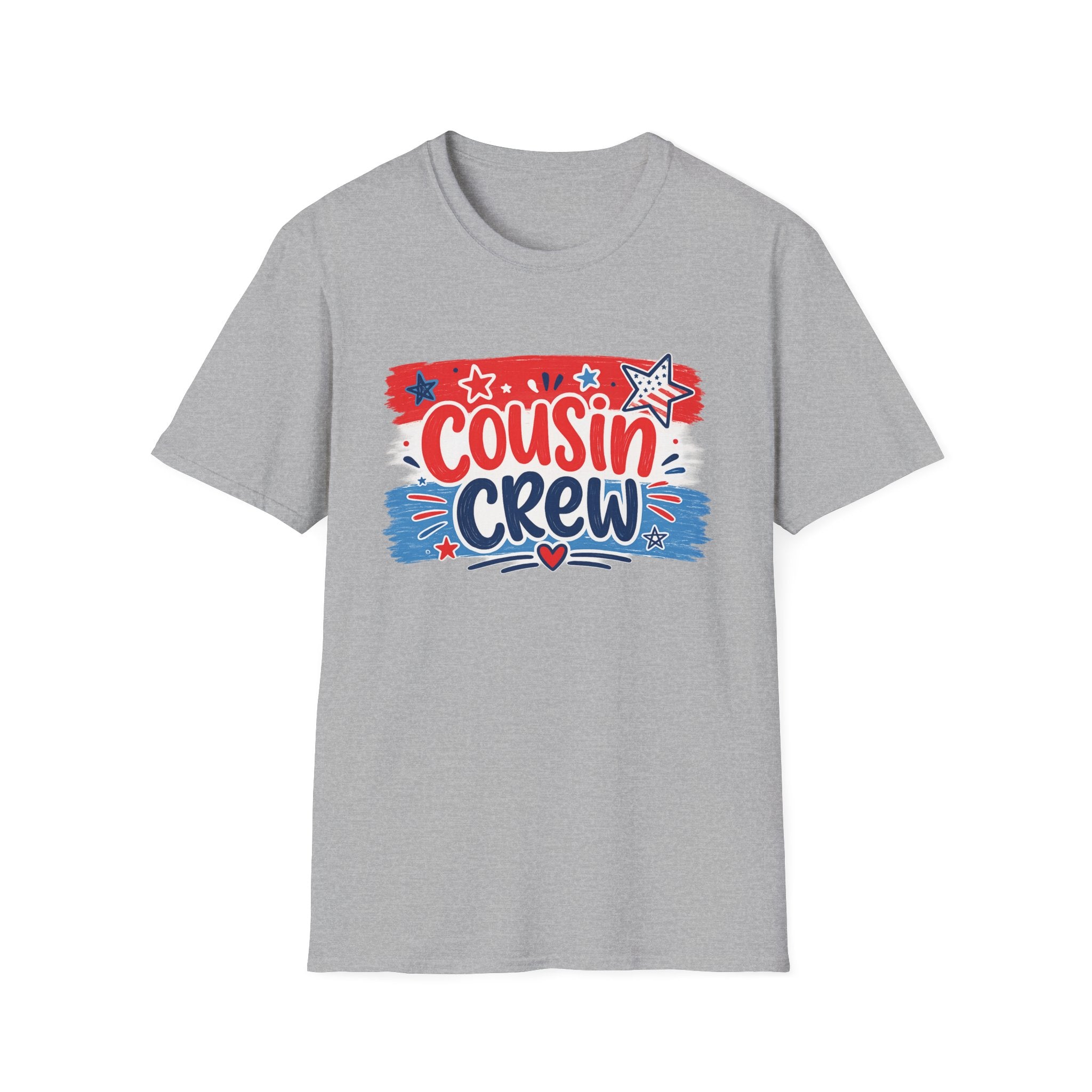 Patriotic Cousin Crew T-Shirt | Distressed American Flag Paint Stroke Graphic Tee, Fourth Of July Family Matching Top