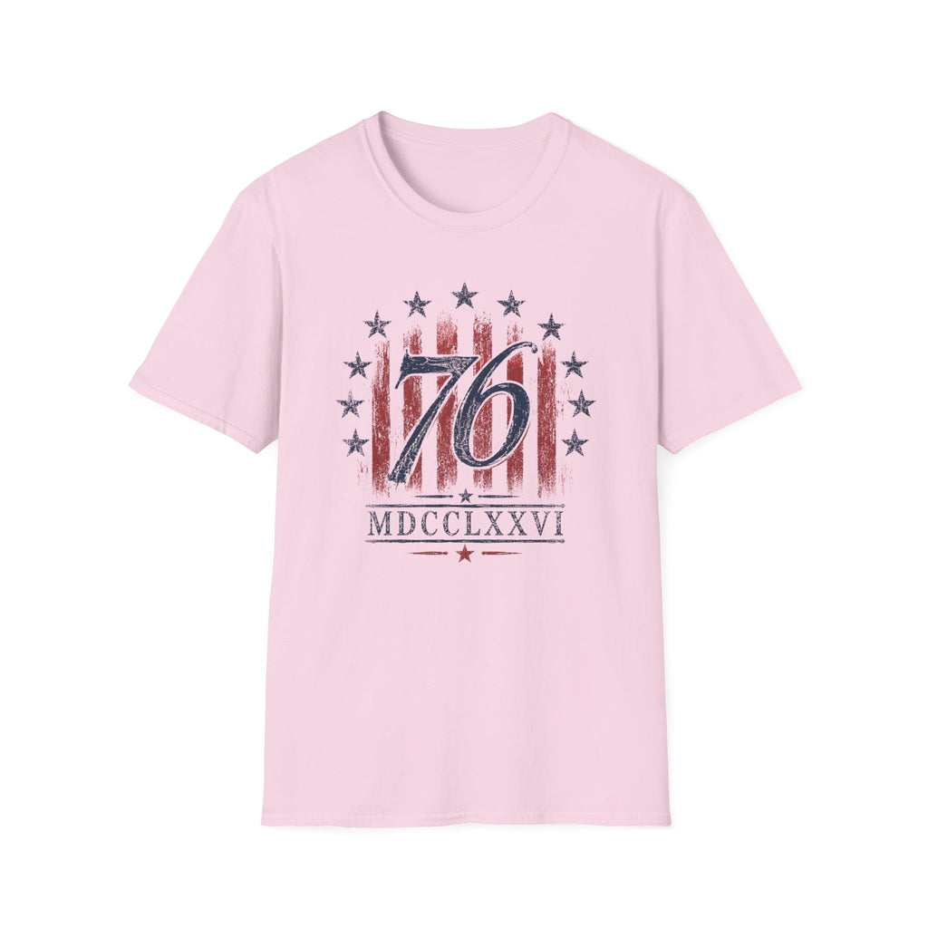 Vintage Style 76 Patriotic Shirt 4th of July Distressed American Flag Graphic Tee Fourth July Roman Numeral MDCCLXXVI Top USA Independence Day