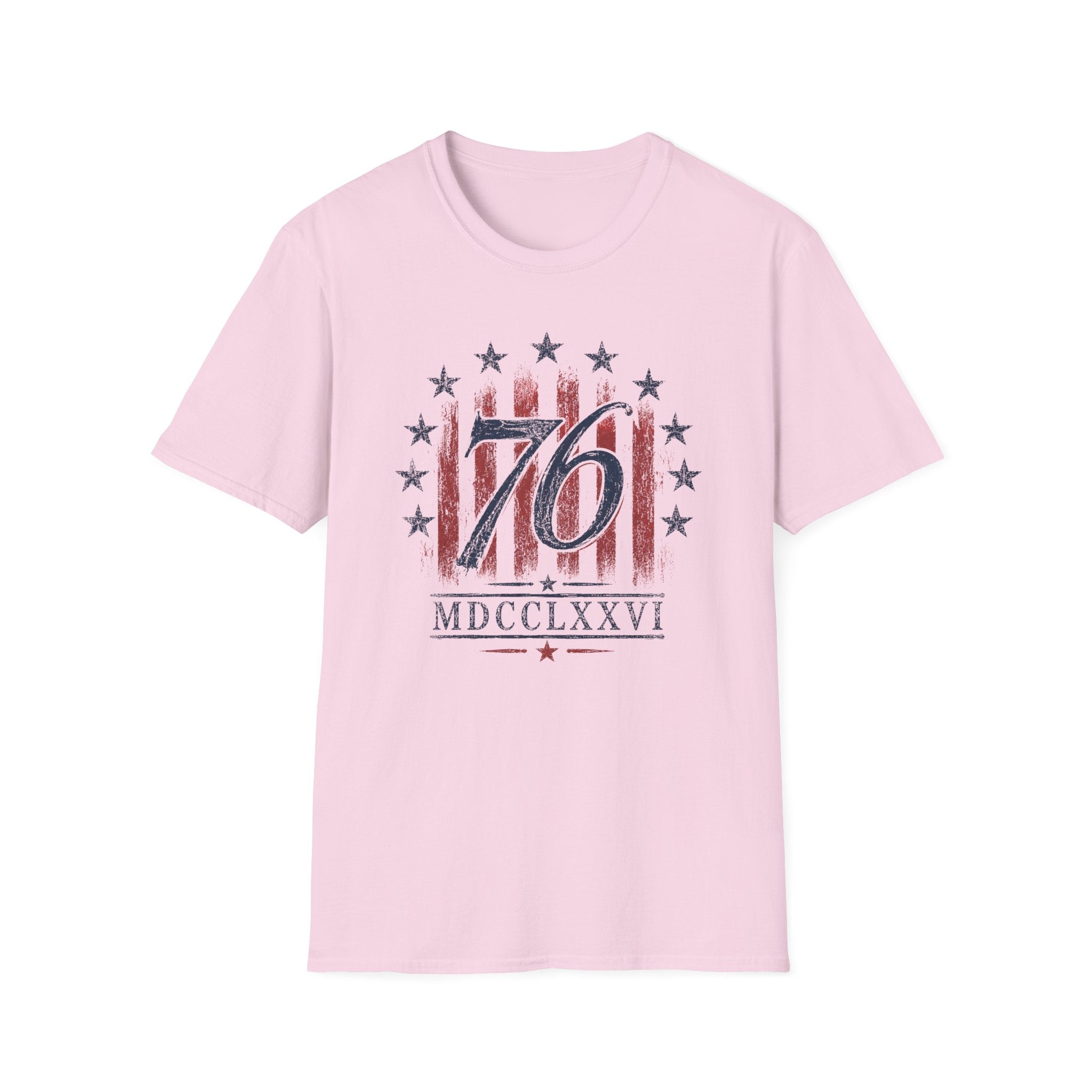 Vintage Style 76 Patriotic Shirt 4th of July Distressed American Flag Graphic Tee Fourth July Roman Numeral MDCCLXXVI Top USA Independence Day