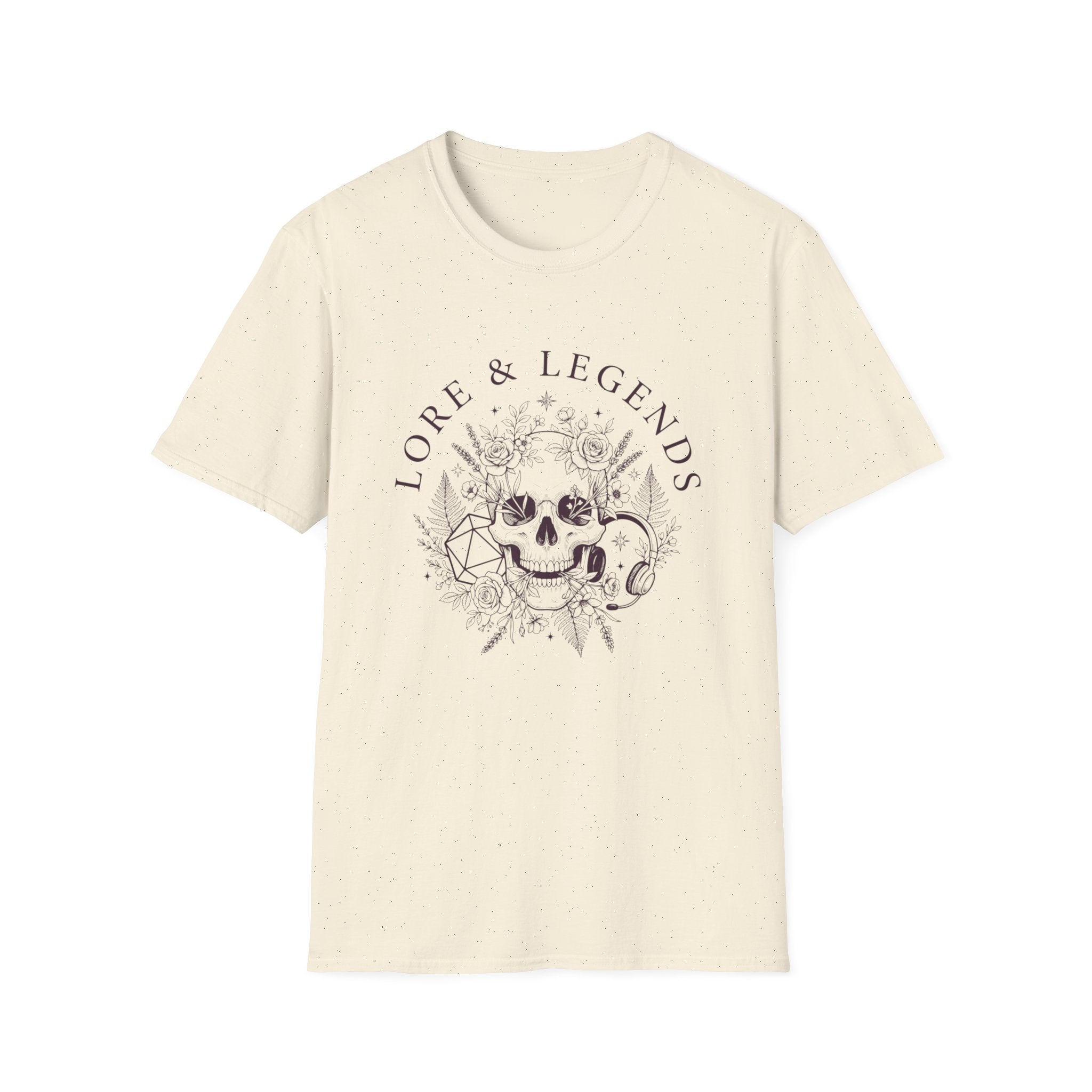 Lore & Legends Skull Floral T‑Shirt — Gothic Botanical Graphic Tee