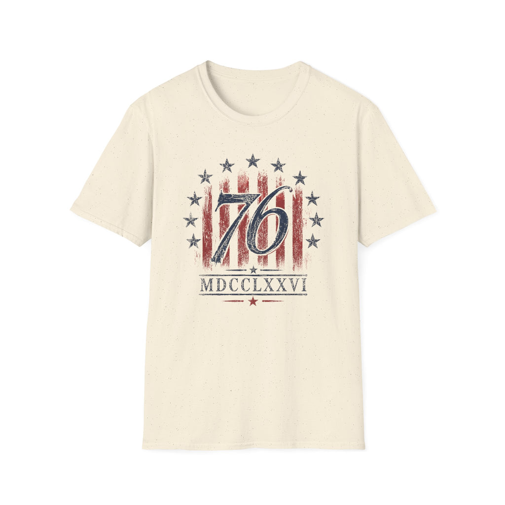 Vintage Style 76 Patriotic Shirt 4th of July Distressed American Flag Graphic Tee Fourth July Roman Numeral MDCCLXXVI Top USA Independence Day