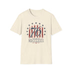 Vintage Style 76 Patriotic Shirt 4th of July Distressed American Flag Graphic Tee Fourth July Roman Numeral MDCCLXXVI Top USA Independence Day