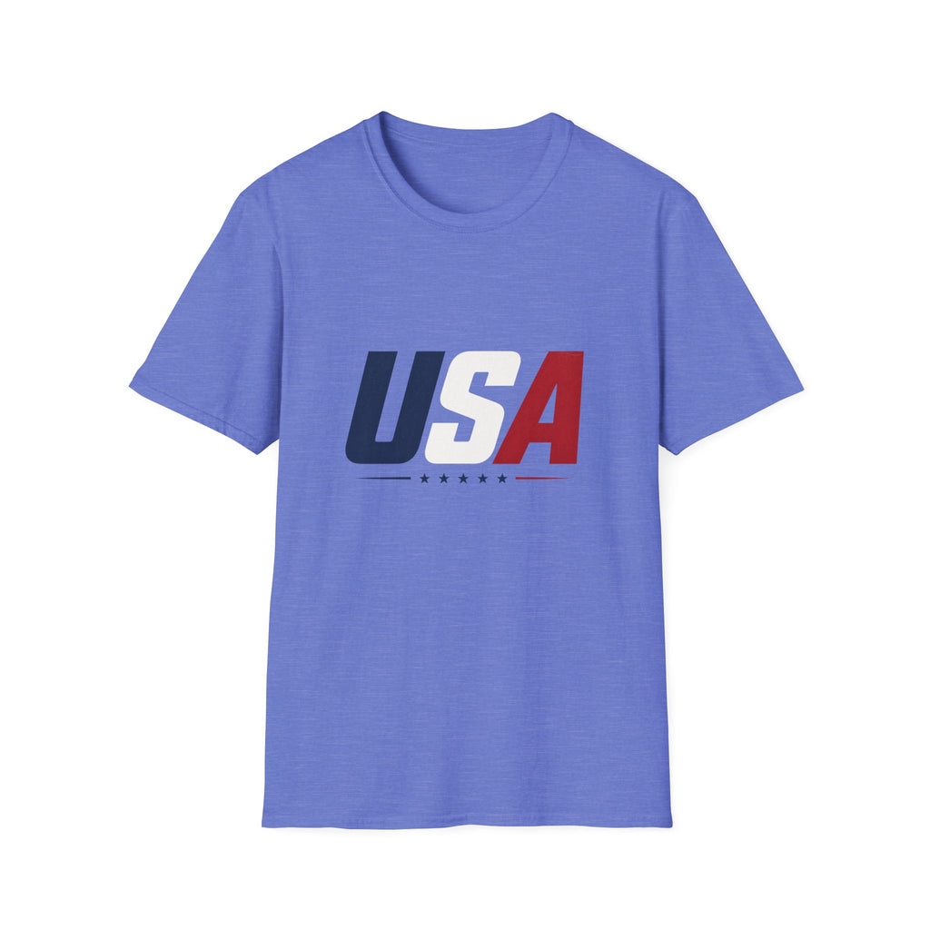 USA Bold Letter T-Shirt Sand, Patriotic American Stars Tee, 4th of July Neutral Color Shirt, USA Red White Blue Sand Tee, Independence Day Gift